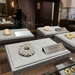 Pearl & Crystal Wreath Brooch — White and Silver Accent